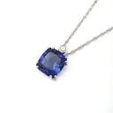 Handcrafted Cushion Cut Tanzanite Pendant with Tube Set Diamond Accent