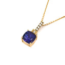 Handcrafted Cushion Cut Tanzanite Yellow Gold Pendant with Diamond Bale Detail
