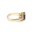 Handcrafted Emerald Cut Tanzanite Ring with Trilogy Diamond Accent