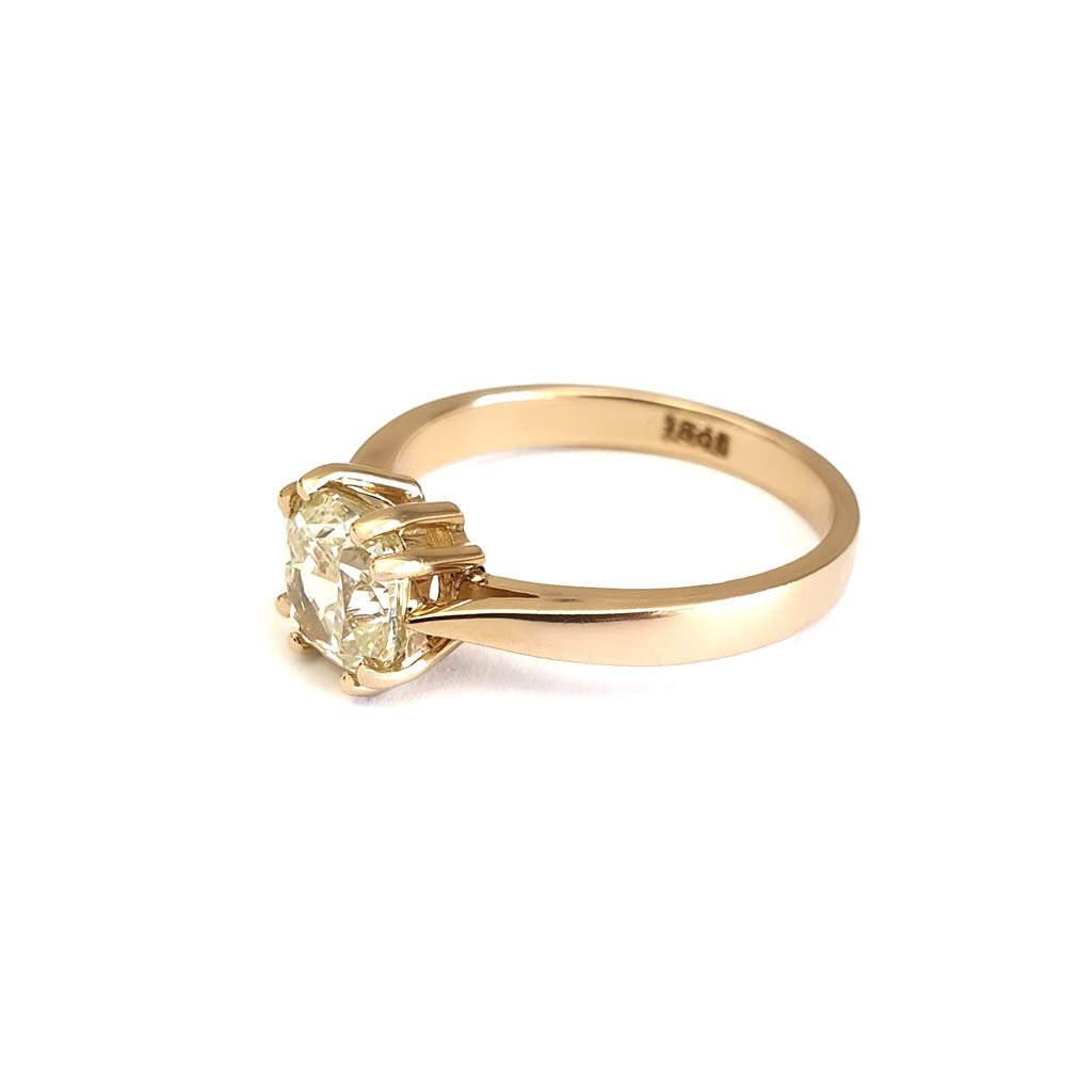 Handcrafted Fancy Light Green-Yellow Diamond Solitaire Ring