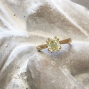 Handcrafted Fancy Light Green-Yellow Diamond Solitaire Ring