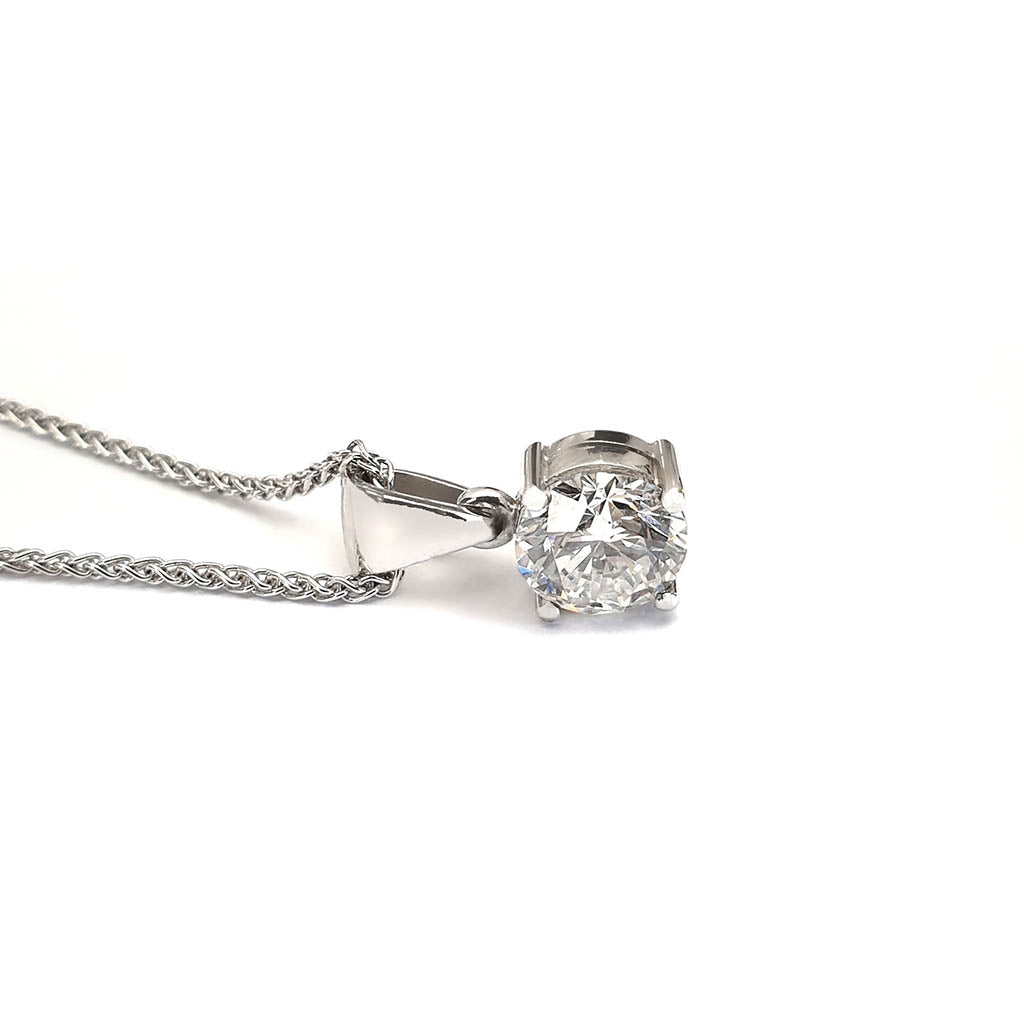 Handcrafted Four Claw Solitaire Round Cut Diamond Pendant