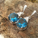 Handcrafted London Blue Topaz and Diamond Earrings