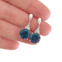 Handcrafted London Blue Topaz and Diamond Earrings