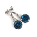 Handcrafted London Blue Topaz and Diamond Earrings