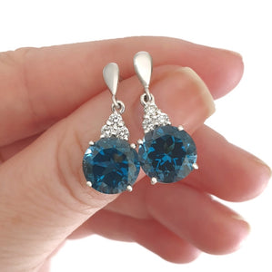 Handcrafted London Blue Topaz and Diamond Earrings