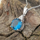 Handcrafted London Blue Topaz and Diamond Pendant