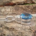 Handcrafted London Blue Topaz and Diamond Pendant