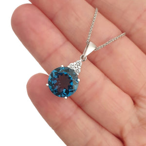 Handcrafted London Blue Topaz and Diamond Pendant