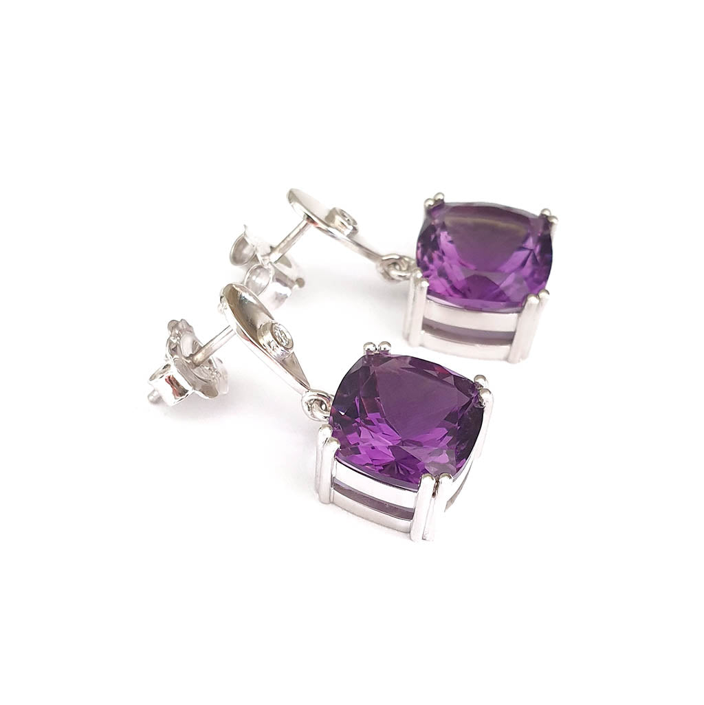 Handcrafted Opulent Amethyst and Diamond Drop Earrings