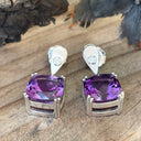 Handcrafted Opulent Amethyst and Diamond Drop Earrings
