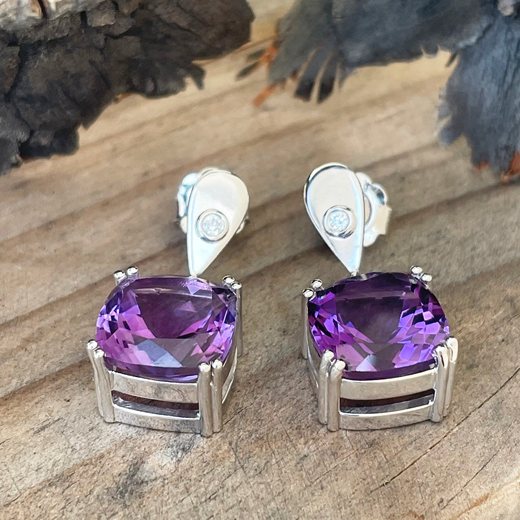 Handcrafted Opulent Amethyst and Diamond Drop Earrings Afrogem Jewellers