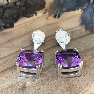 Handcrafted Opulent Amethyst and Diamond Drop Earrings