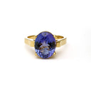 Handcrafted Oval-Cut Tanzanite Solitaire Ring in Yellow Gold
