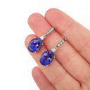 Handcrafted Oval Cut Drop Tanzanite and Diamond Earrings