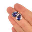 Handcrafted Pear Cut Tube Set Tanzanite Earrings 8