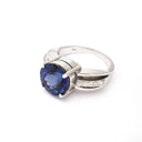 Handcrafted Tanzanite and Diamond Triple Split Shank Ring