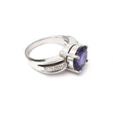 Handcrafted Tanzanite and Diamond Triple Split Shank Ring