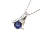 Handcrafted Tanzanite with Eight Diamond Ribbon Pendant