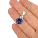 Handcrafted Tanzanite with Trilogy Diamond Accent Pendant