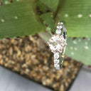 White Gold, Round Cut Morganite Ring with Six Diamond Accent