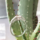 White Gold, Round Cut Morganite Ring with Six Diamond Accent