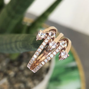 Morganite, Diamond and Rose Gold Multiband Ring