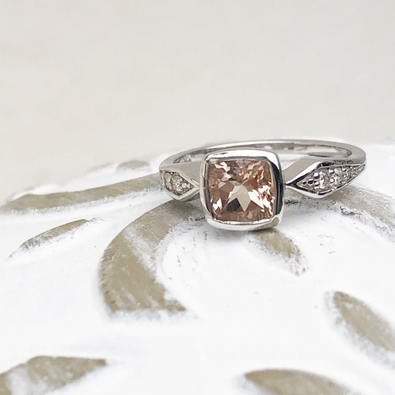 Cushion Cut Morganite Ring 