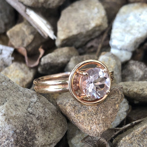 Handcrafted Double Band Rose Gold Morganite Ring