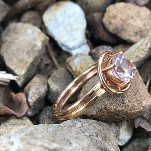 Handcrafted Double Band Rose Gold Morganite Ring