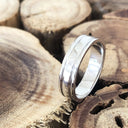 Double Groove White Gold Wedding Band
