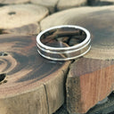 Double Groove White Gold Wedding Band