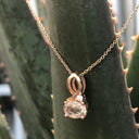 Half Bow Oval Cut Morganite and Diamond Rose Gold Pendant 