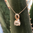Half Bow Oval Cut Morganite and Diamond Rose Gold Pendant 