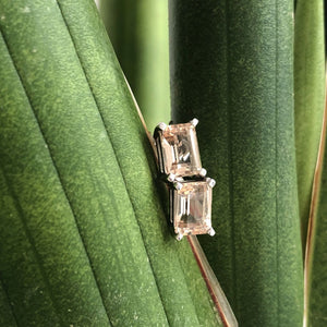 Morganite Emerald Cut Studs