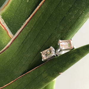 Morganite Emerald Cut Studs