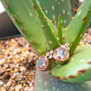 Round Cut Morganite Earrings with Trilogy Accent