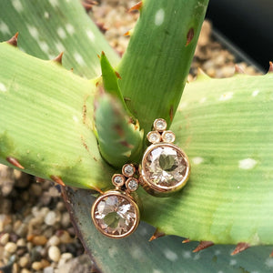 Round Cut Morganite Earrings with Trilogy Accent