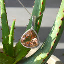 Modified Pear cut Morganite and Diamond Halo Pendant