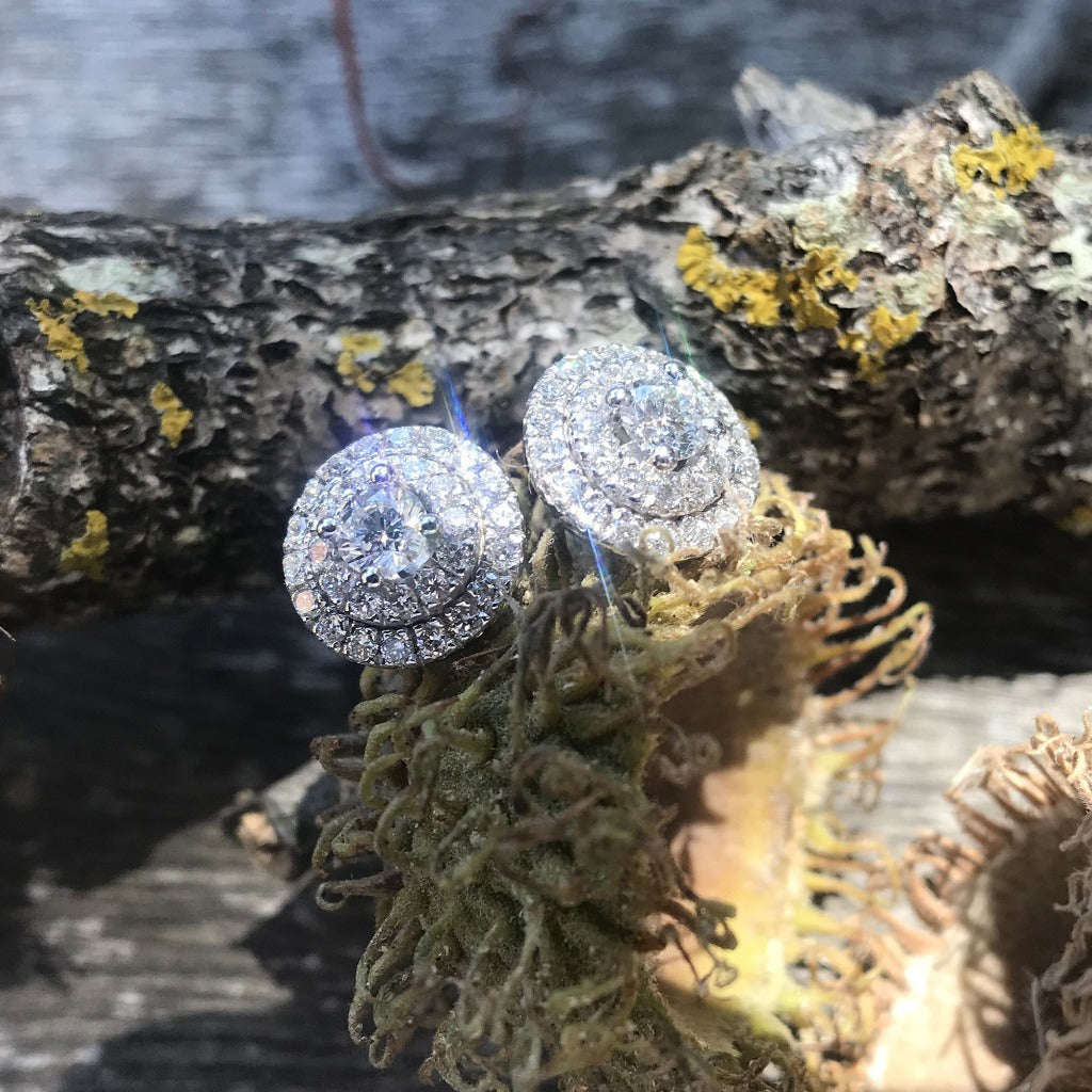 White Diamond Cluster Earrings