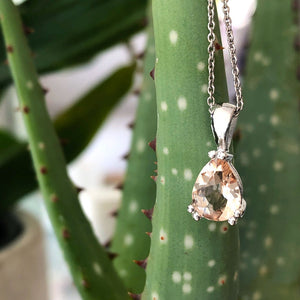 Solid Bale Double Claw Morganite Pear Shaped Pendant