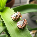 Rose Gold Pear Cut Pink Morganite and Diamond Halo Earrings
