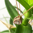 Rose Gold Pear Cut Pink Morganite and Diamond Halo Pendant