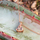 Solitaire Double Claw Trilliant Cut Morganite Rose Gold Pendant