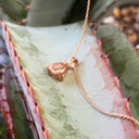 Solitaire Double Claw Trilliant Cut Morganite Rose Gold Pendant