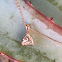 Solitaire Double Claw Trilliant Cut Morganite Rose Gold Pendant