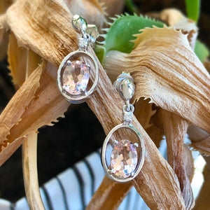 Oval Cut Morganite in White Gold Oval Earrings