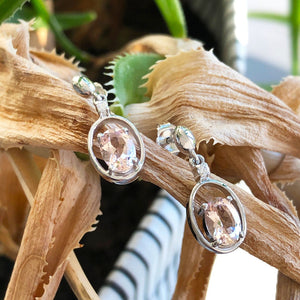 Oval Cut Morganite in White Gold Oval Earrings