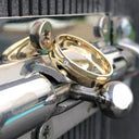 Mens Yellow Gold Band with Diamond and Groove Detail