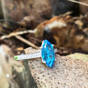 Marquise Cut Blue Topaz White Gold Ring with Diamond Accented Band